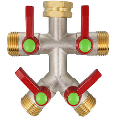 DINGBAI 4-way hose splitter deep red color front view