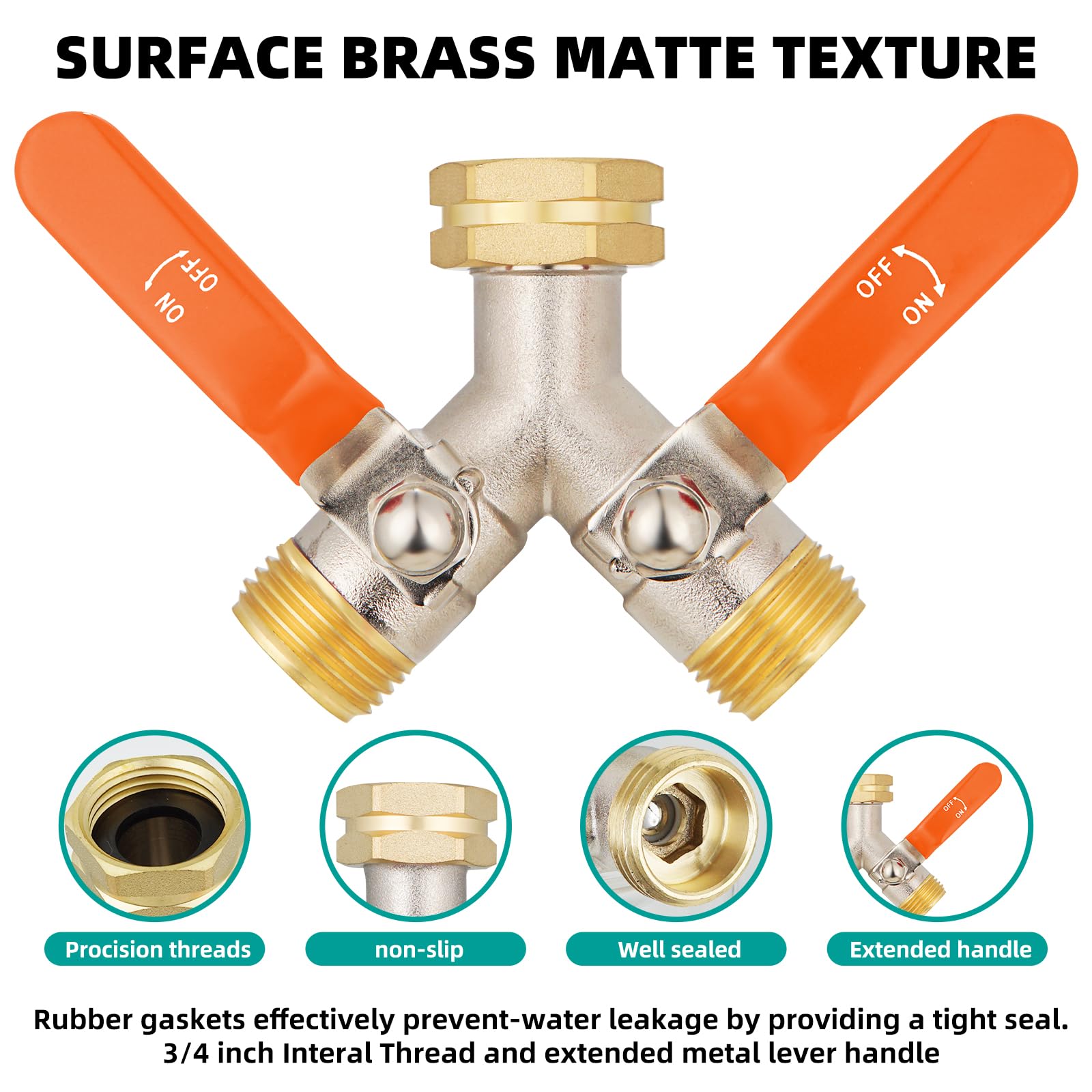 DINGBAI Brass 2 Way Hose Splitter in packaging