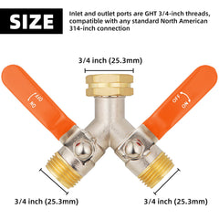 DINGBAI Brass 2 Way Hose Splitter with enlarged outlets