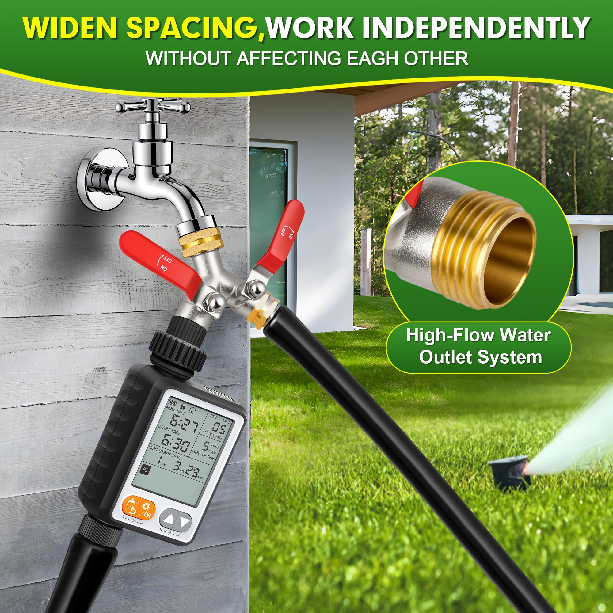 DINGBAI Hose Splitter installation with garden hose