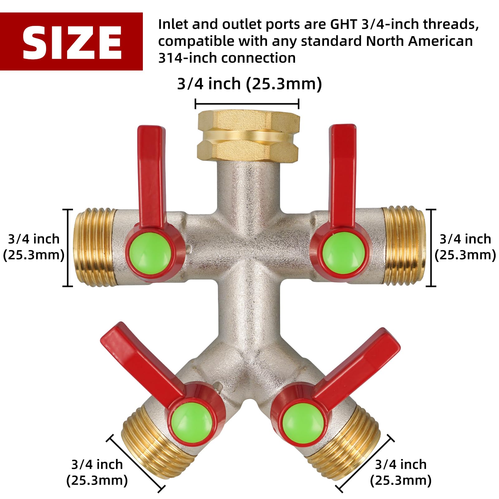 DINGBAI hose splitter showing enlarged inlet and outlets