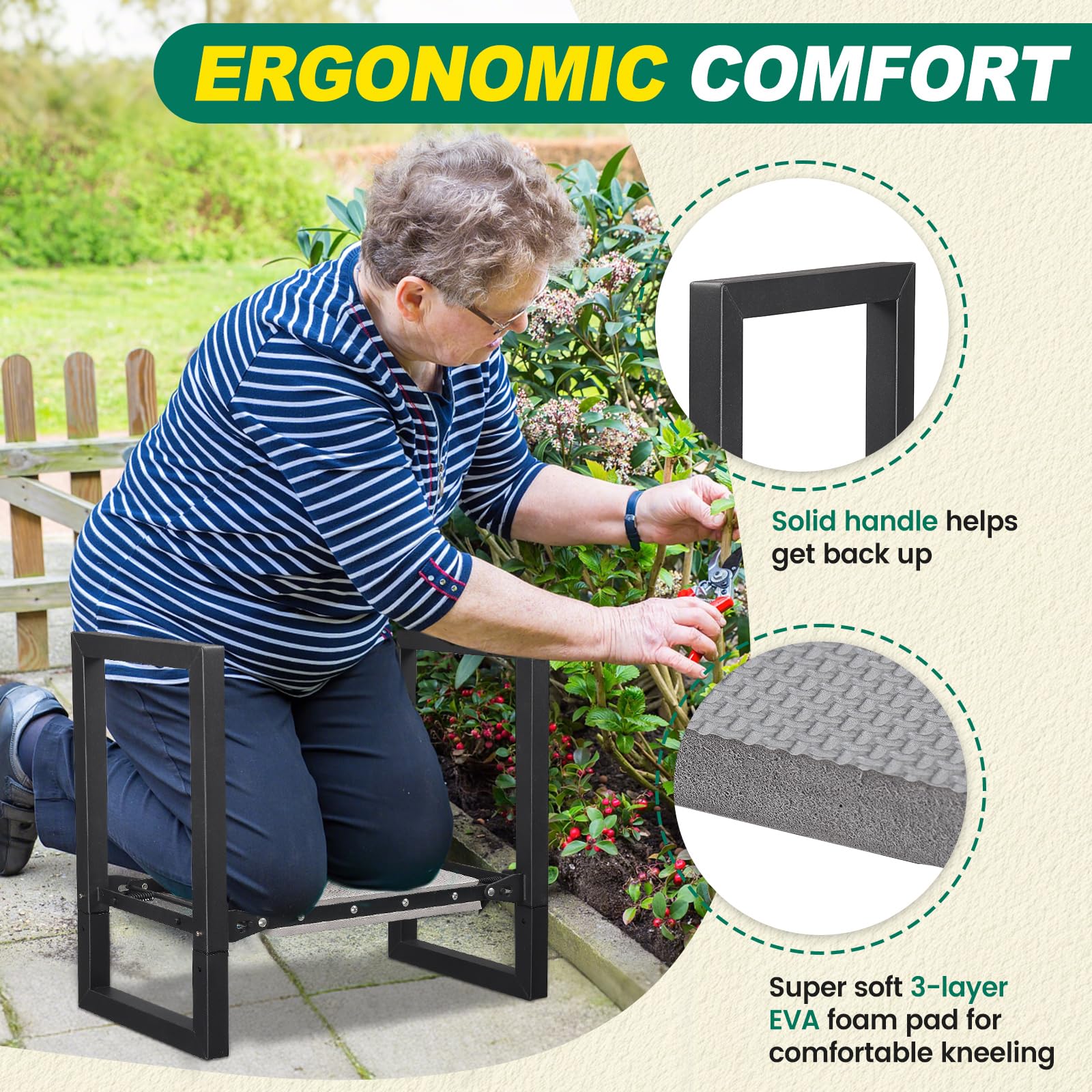DIOVPLX Garden Kneeler and Seat dimensions on packaging