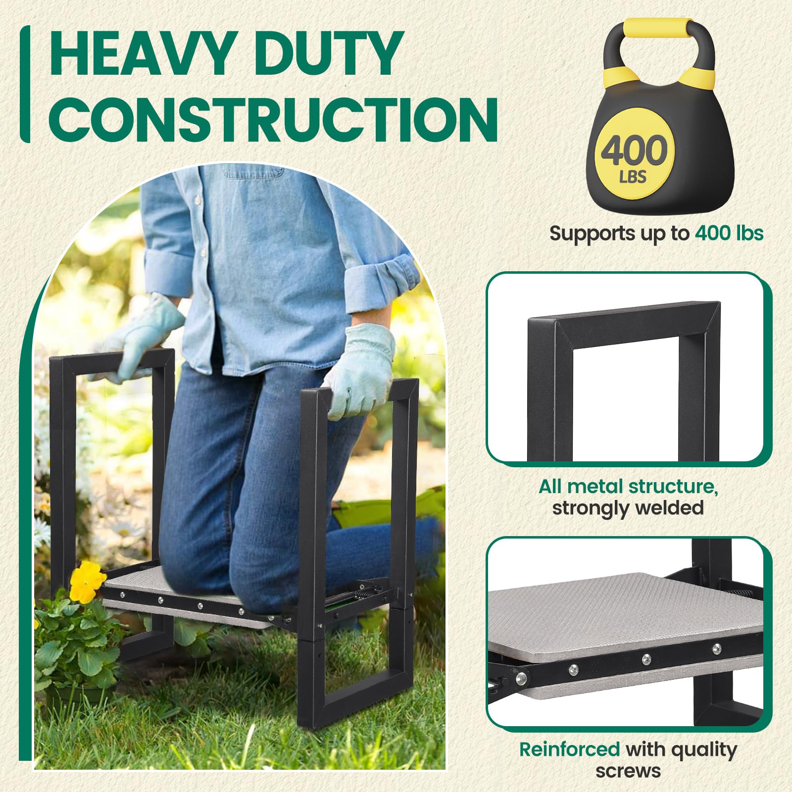 DIOVPLX Garden Kneeler and Seat showing padded foam