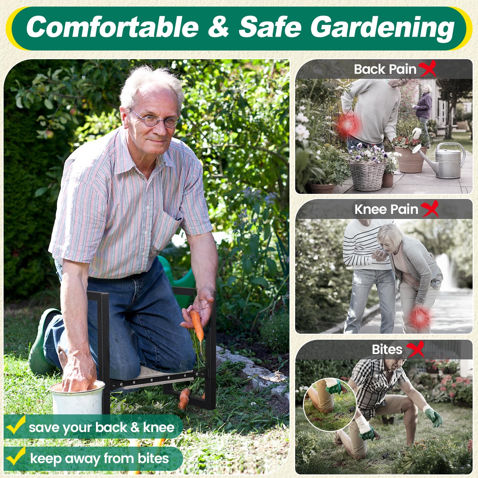 DIOVPLX Garden Kneeler and Seat side view with handles