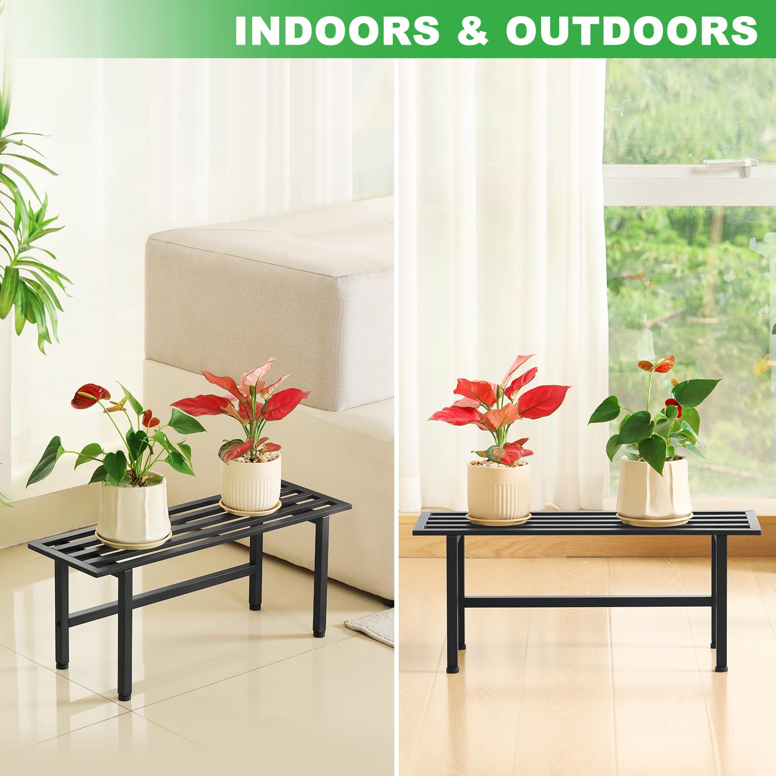 Dipion Metal Plant Stand in garden arrangement with flowers
