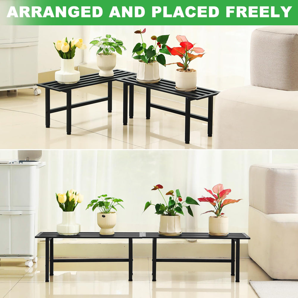 Dipion Metal Plant Stand in indoor setting with decorative plants