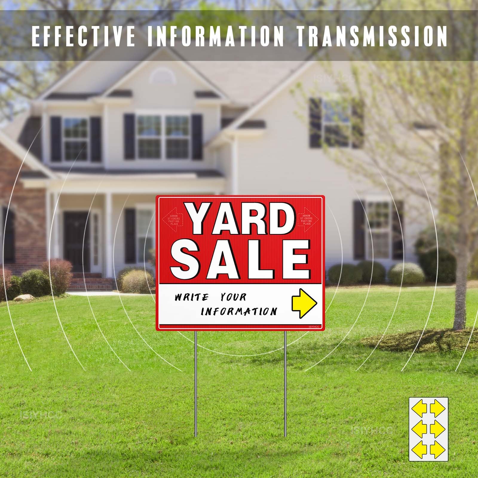 Directional arrow stickers for guiding customers to yard sale