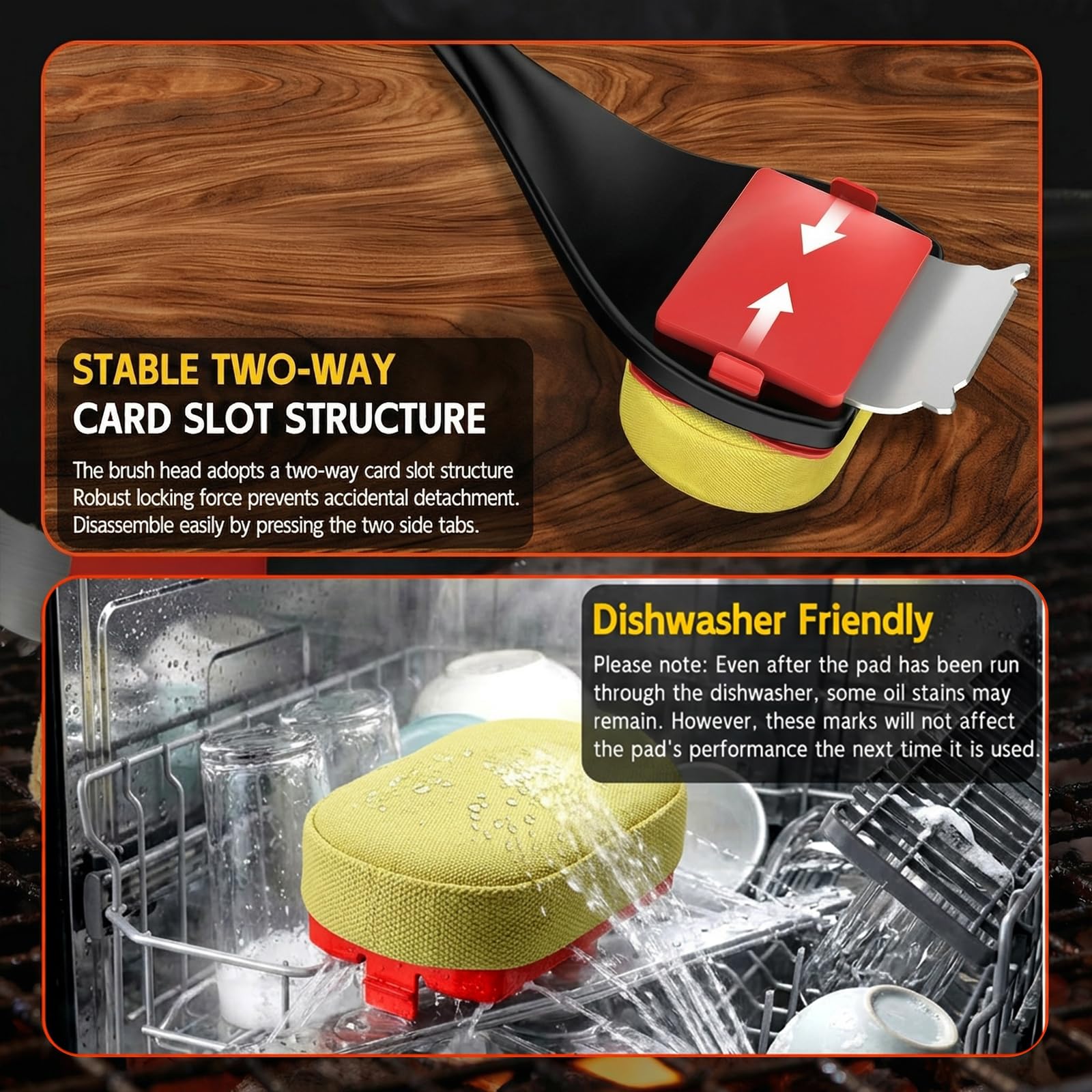 Dishwasher-safe VIVAIVE grill brush components