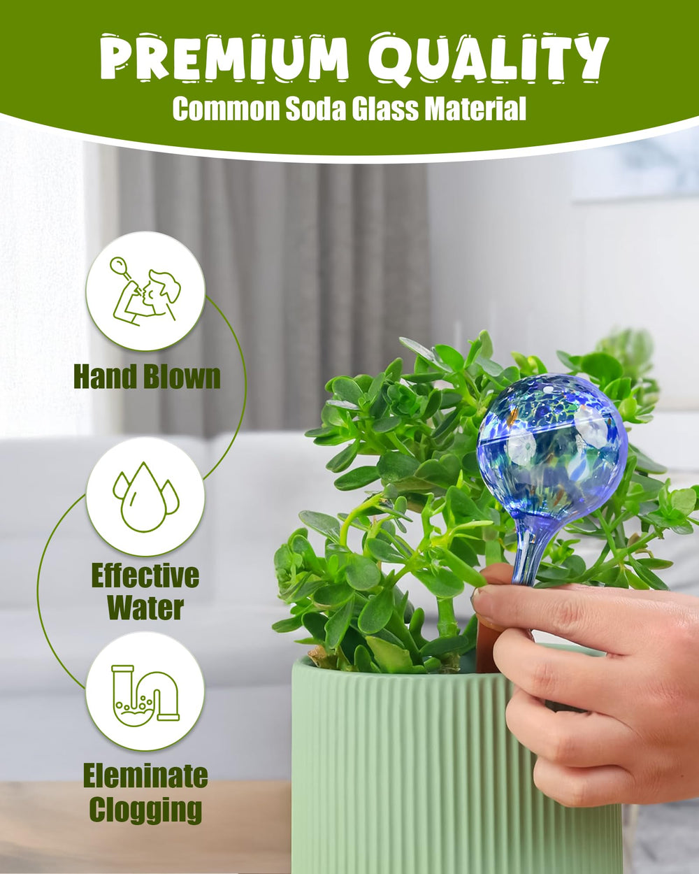Display of multiple self watering globes in different angles