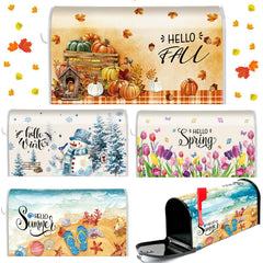 Dispowreath mailbox cover set including spring, summer, autumn, and winter designs
