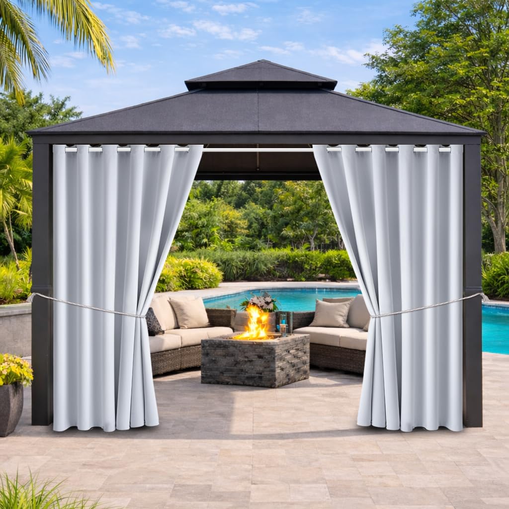 DIVA EN CAMINO DEC Outdoor Curtain Panel front view, grayish white