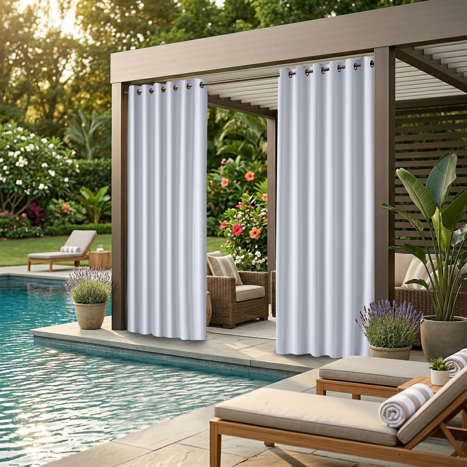 DIVA EN CAMINO DEC Outdoor Curtain Panel with grommet top, side view