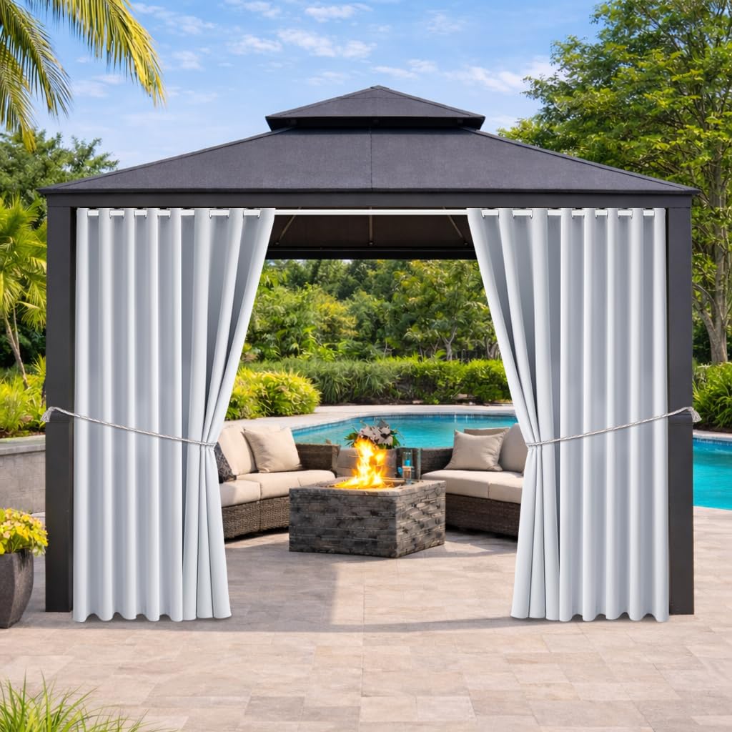 DIVA EN CAMINO DEC Outdoor Curtains 105"W x 108"L grayish white front view