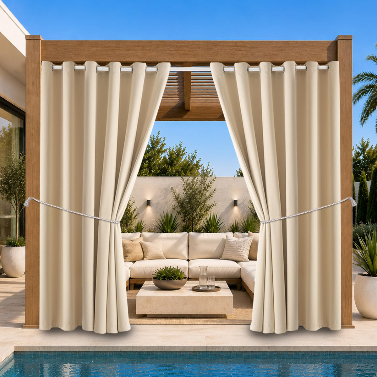 DIVA EN CAMINO DEC Outdoor Curtains beige panel front view