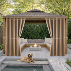DIVA EN CAMINO DEC Outdoor Patio Curtain Camel Brown front view