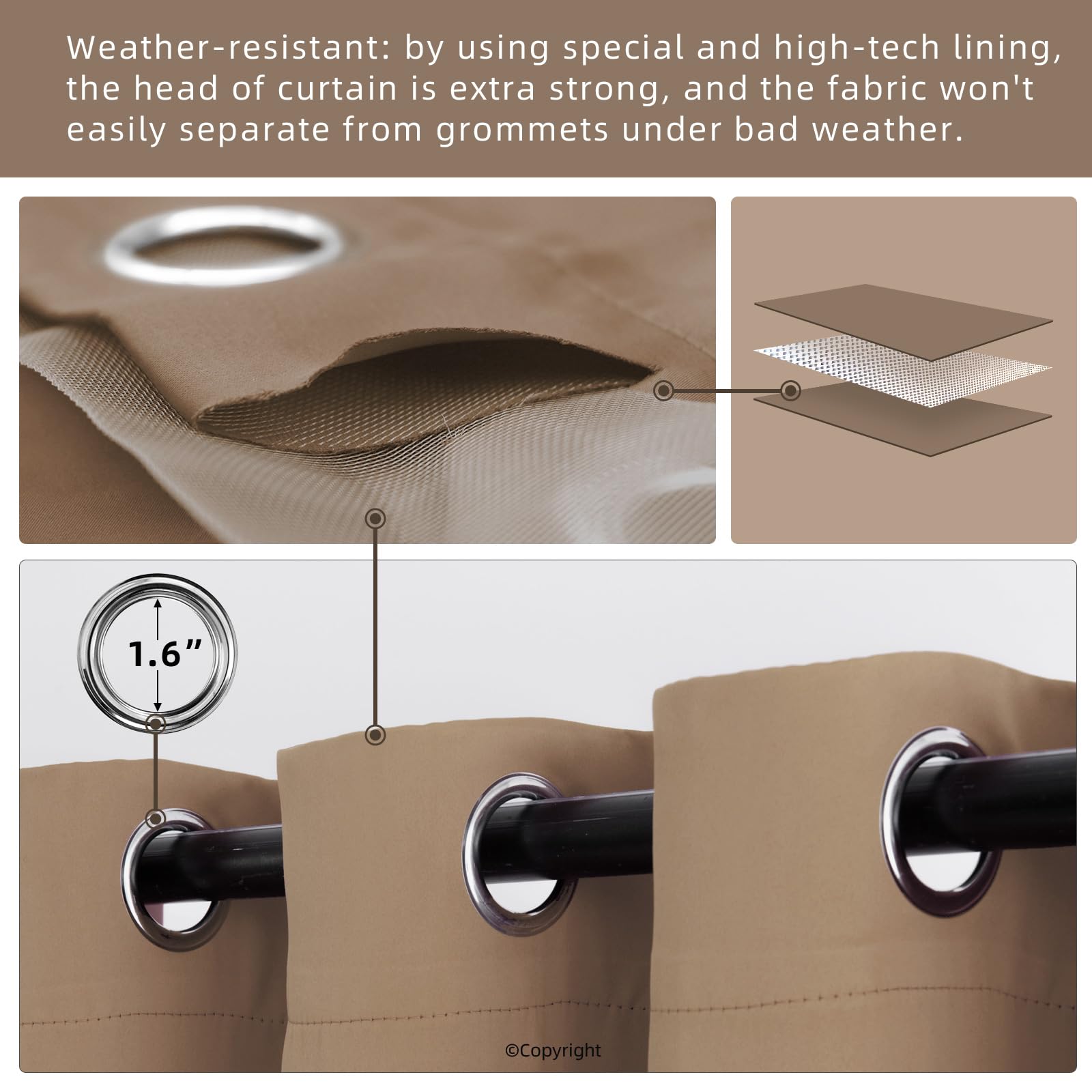 DIVA EN CAMINO DEC Outdoor Patio Curtain grommet detail