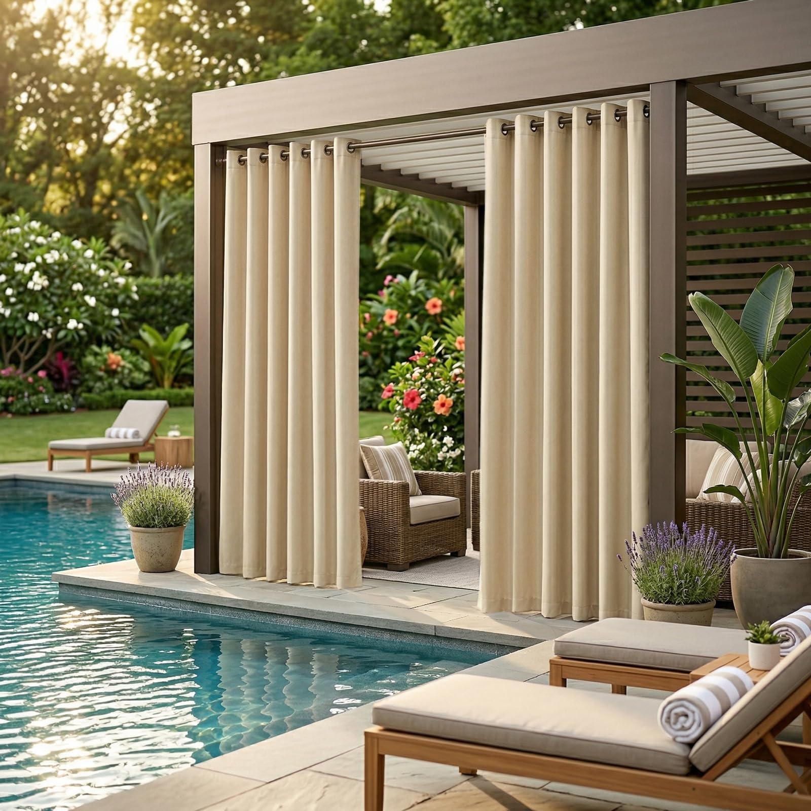 DIVA EN CAMINO DEC Waterproof Outdoor Curtain beige close-up of grommet