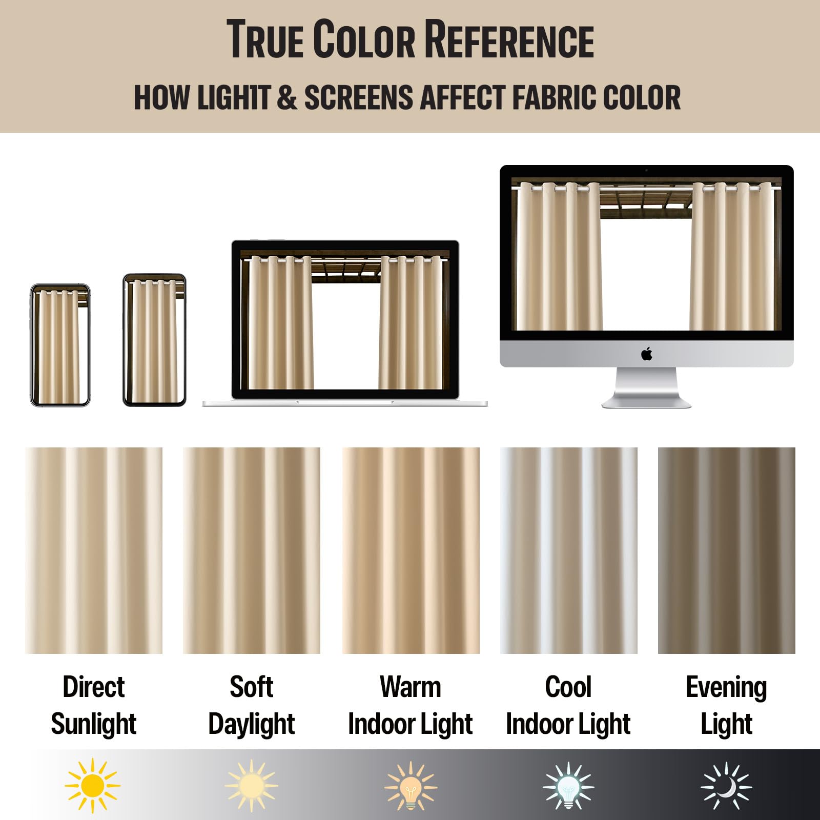 DIVA EN CAMINO DEC Waterproof Outdoor Curtain beige panel side view