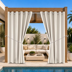 DIVA EN CAMINO DEC Waterproof Outdoor Curtain front view, cream colour