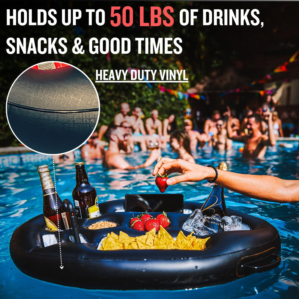 DIVEBLAST Floating Drink Holder in pool with drinks
