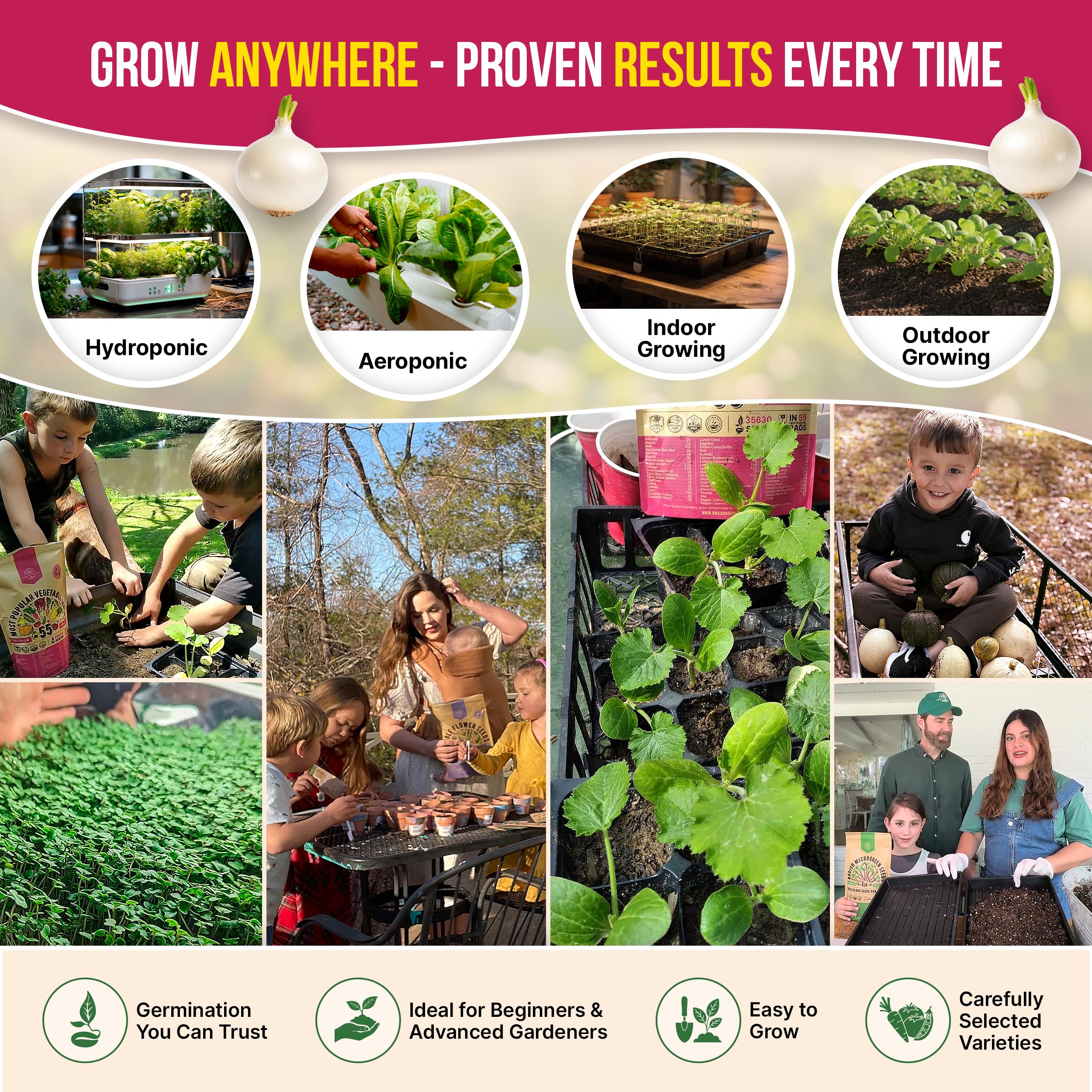 Diverse onion seed varieties in resealable bag
