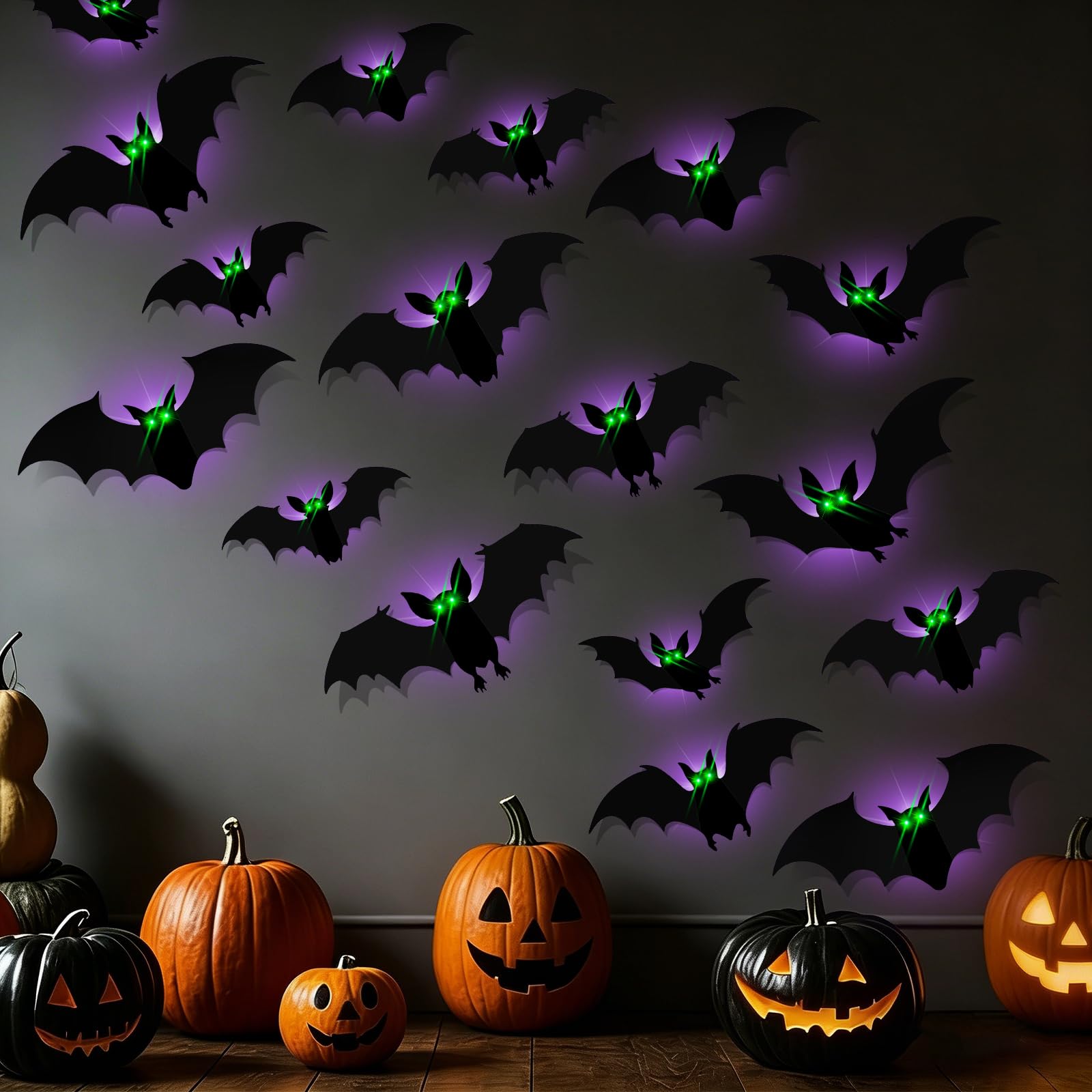 DIYASY Halloween bats arranged creatively in a spooky setting