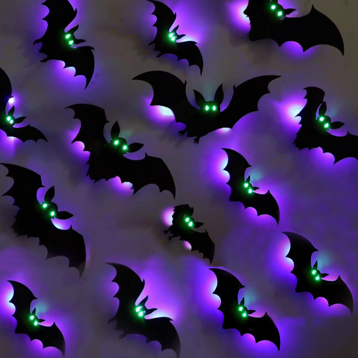 DIYASY Halloween light up bats front view with glow eyes