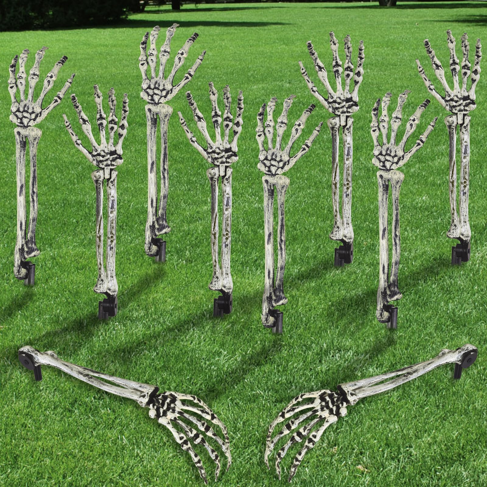 DIYDEC Halloween Skeleton Arm Stake set of 10 in multicolor