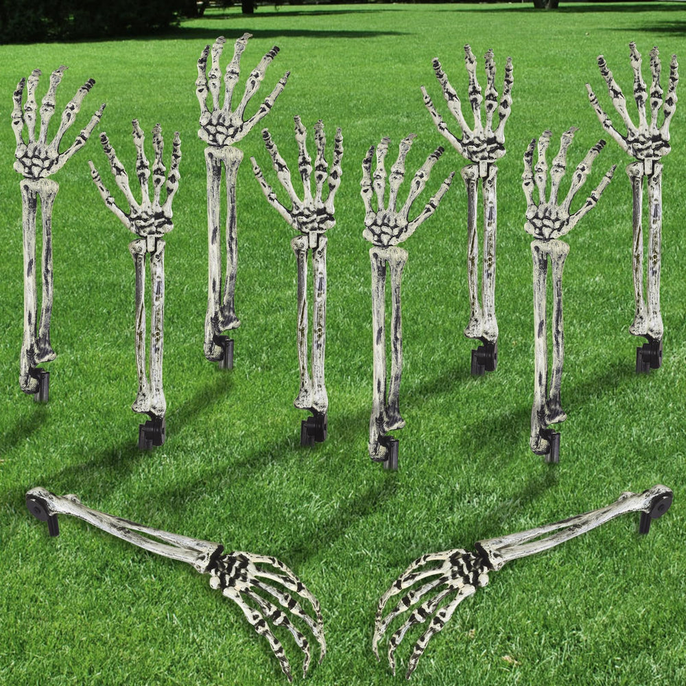DIYDEC Halloween Skeleton Arm Stake set of 10 in multicolor
