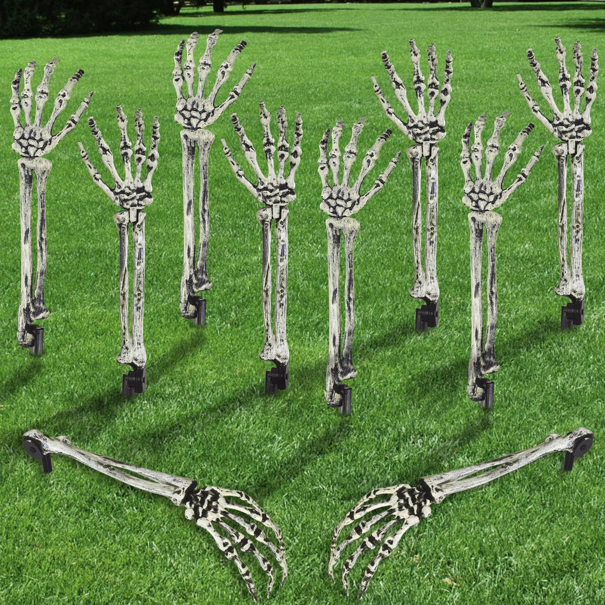 DIYDEC Halloween Skeleton Arm Stake set of 10 in multicolor