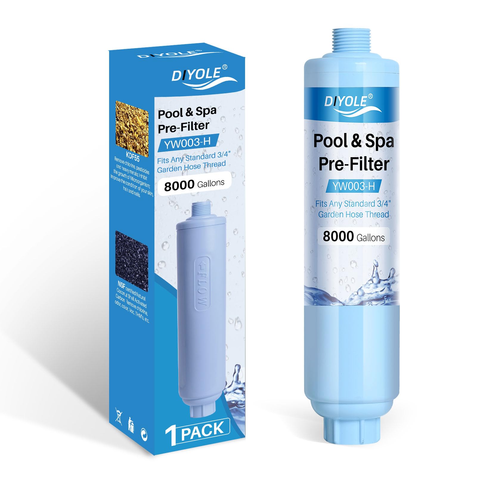 DIYOLE Garden Hose Filter blue model front view