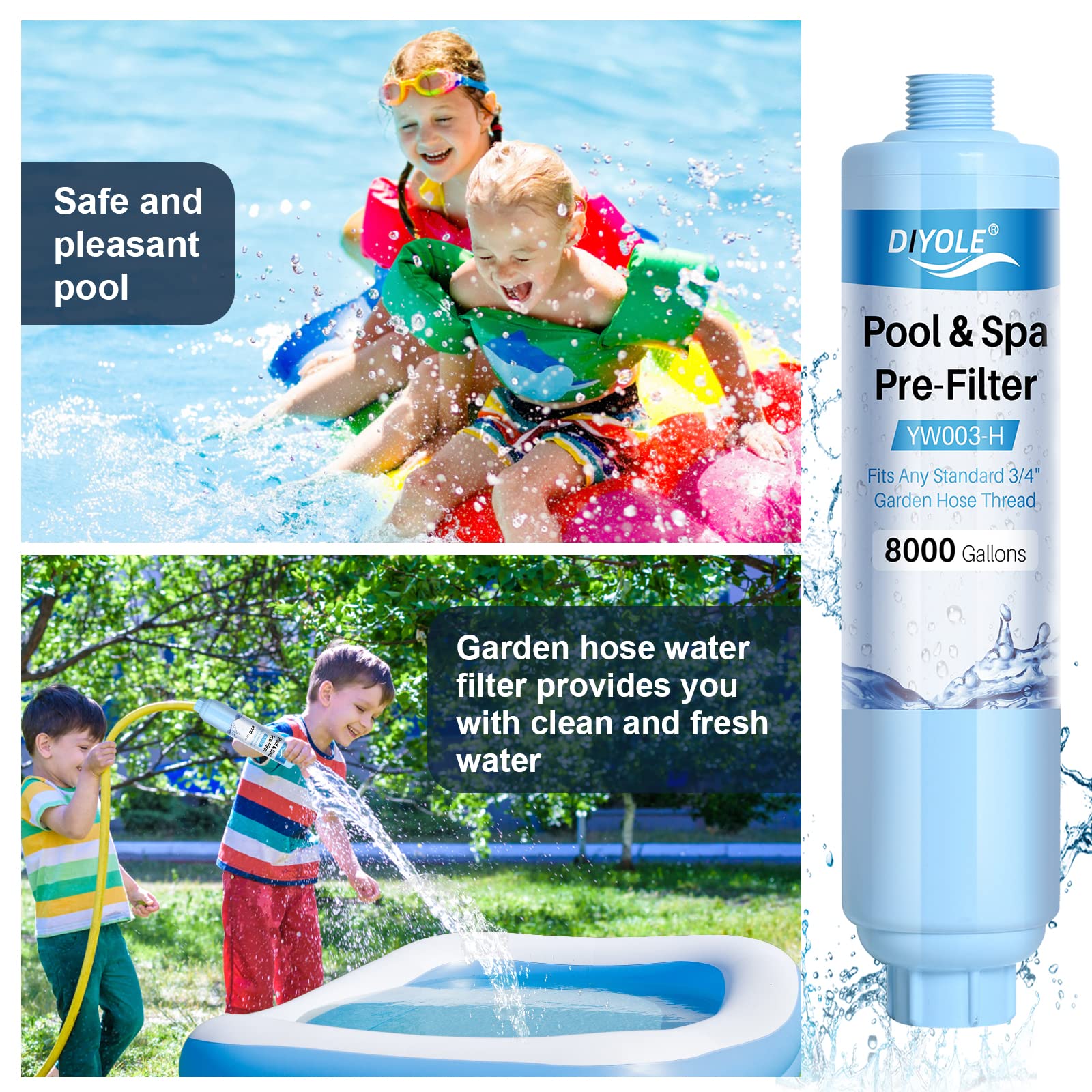 DIYOLE Garden Hose Filter in use with pool