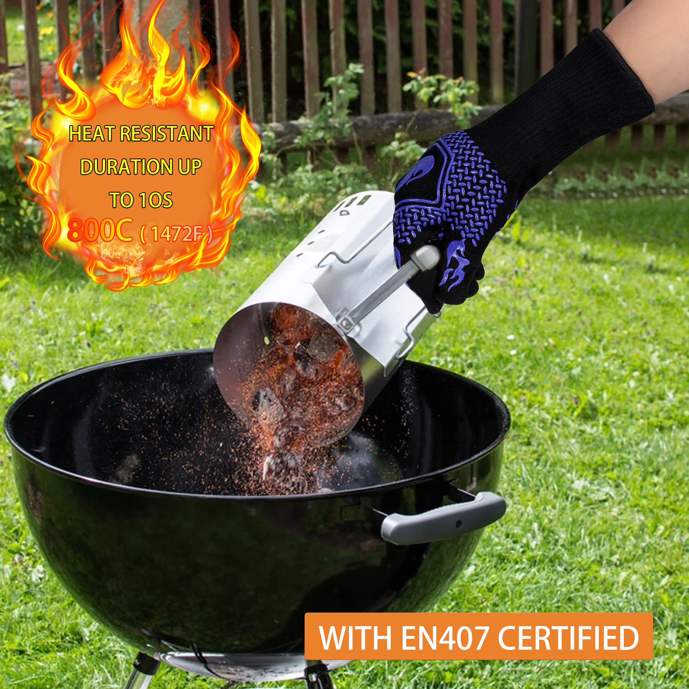DKHDBD BBQ Gloves being used to handle a hot grill