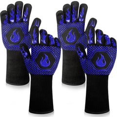 DKHDBD BBQ gloves blue front view with silicone grip