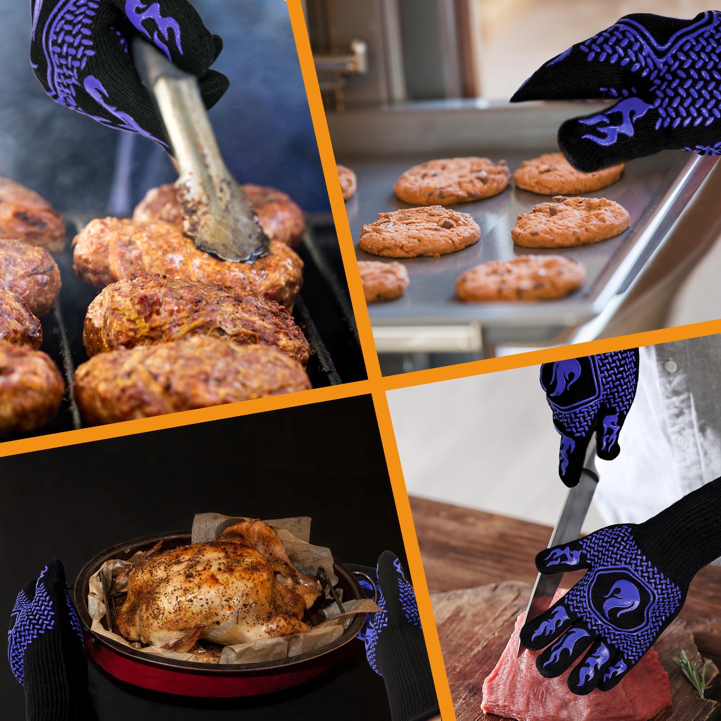 DKHDBD BBQ gloves blue hanging for storage