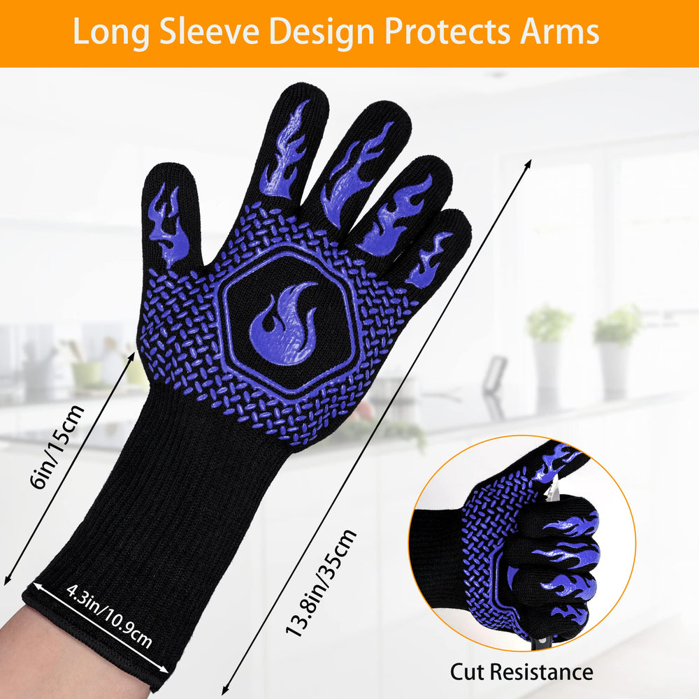DKHDBD BBQ gloves blue side view showing three-layer design