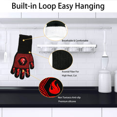 DKHDBD BBQ Gloves in red with hanging rope