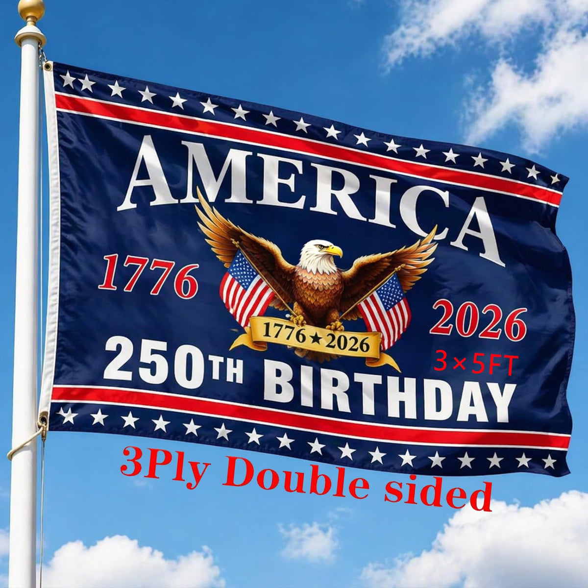 DKJOAZ 250th Anniversary American Flag 3x5 ft front view