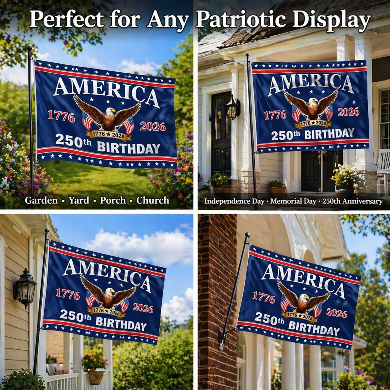 DKJOAZ American flag displayed in a front yard