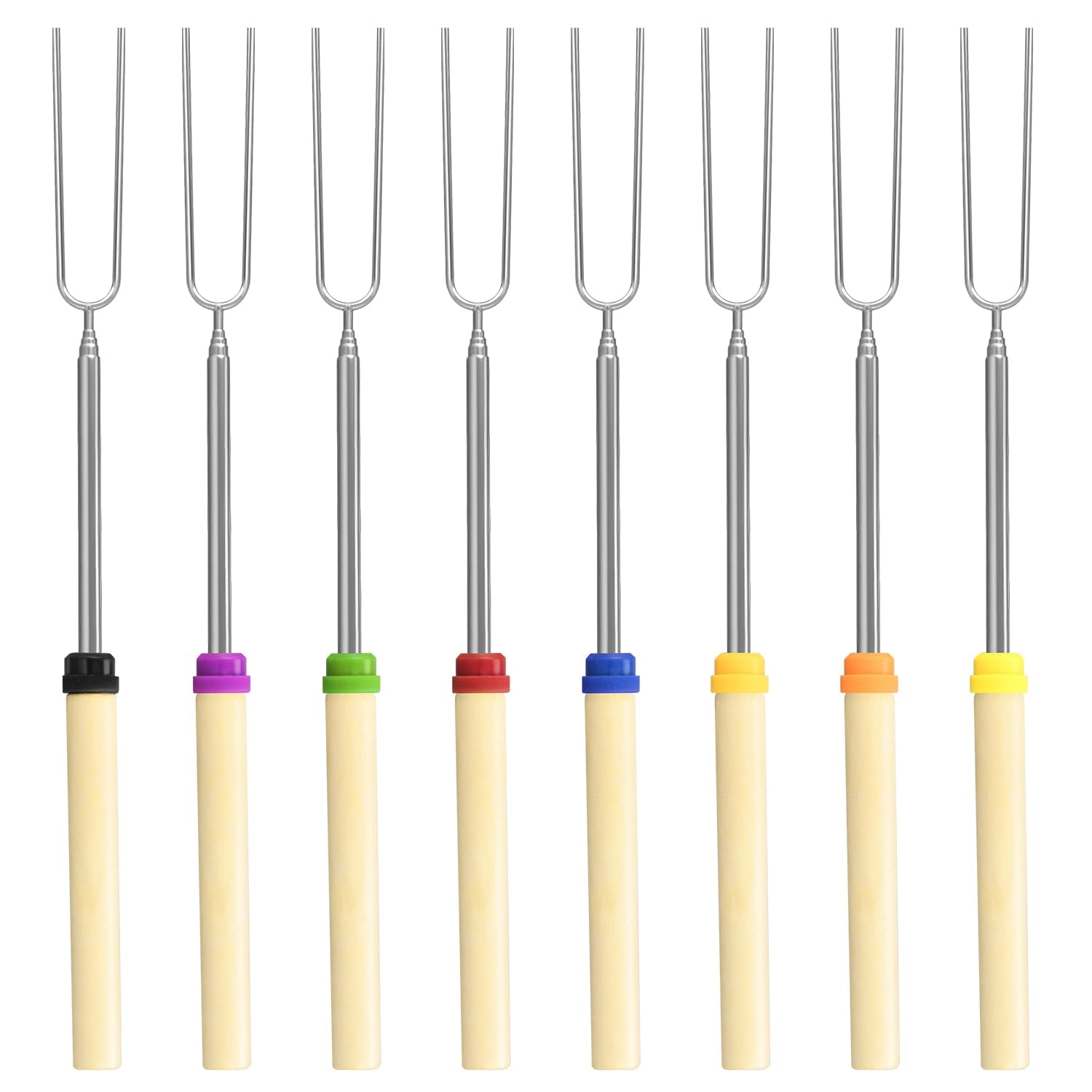 DkOvn marshmallow roasting sticks set with colourful handles