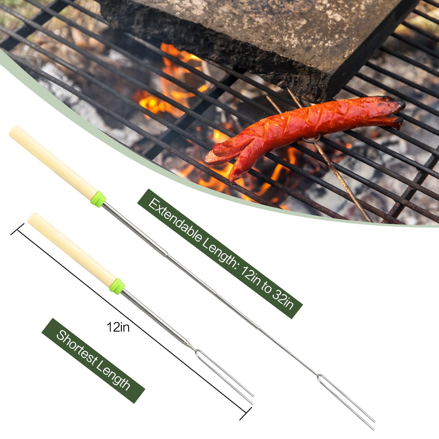 DkOvn roasting sticks in different colours green, blue, yellow, red
