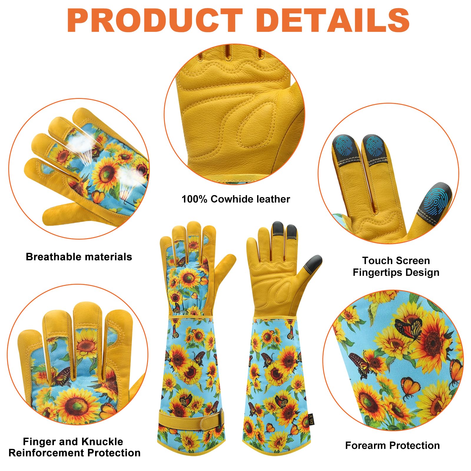DLY Garden Gloves showing floral pattern and palm padding