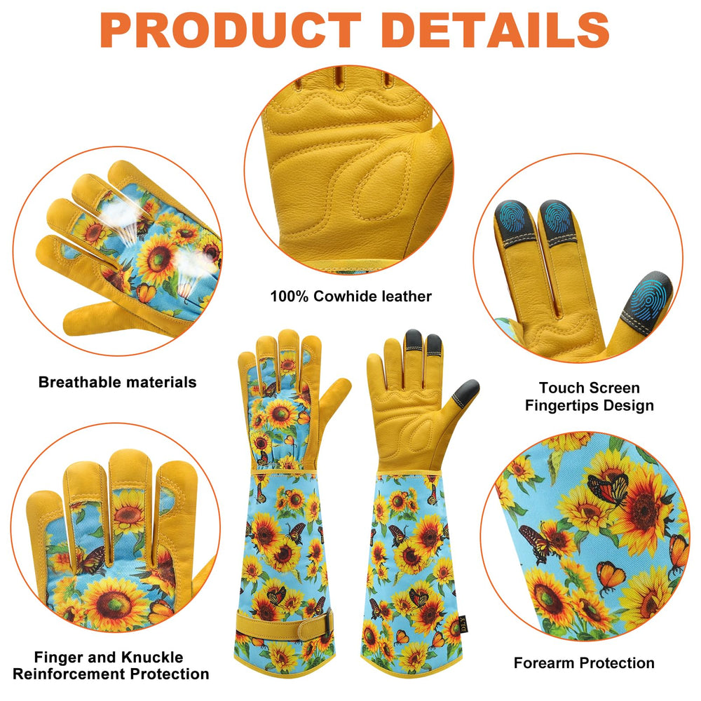 DLY Garden Gloves showing floral pattern and palm padding