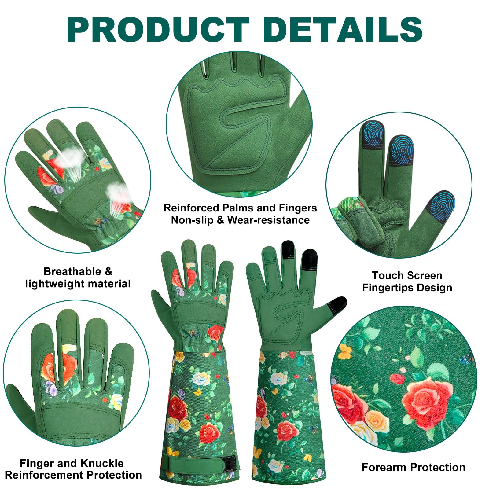 DLY Garden Gloves showing the rose pattern design