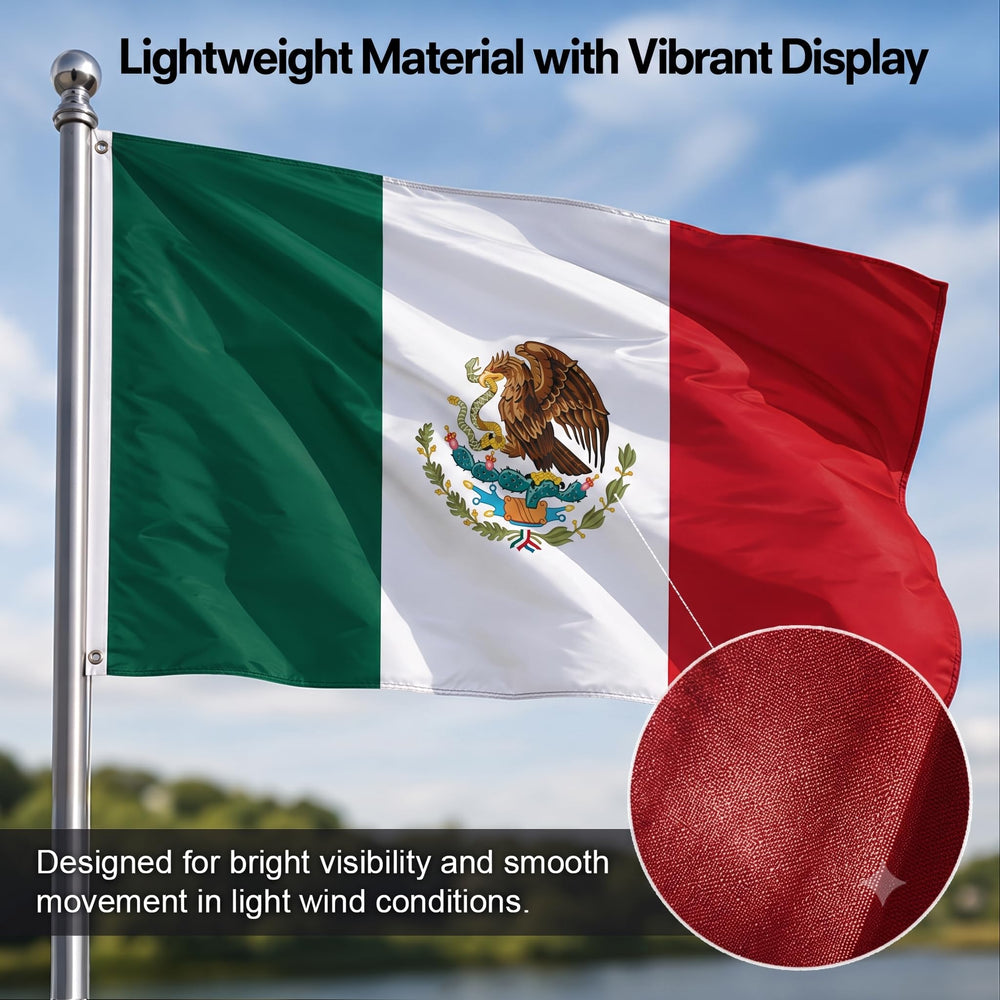 DMSE Mexico National Flag with vibrant colours against sunlight