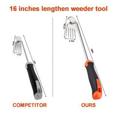 DMwespe Weed Puller Tool in use on garden soil