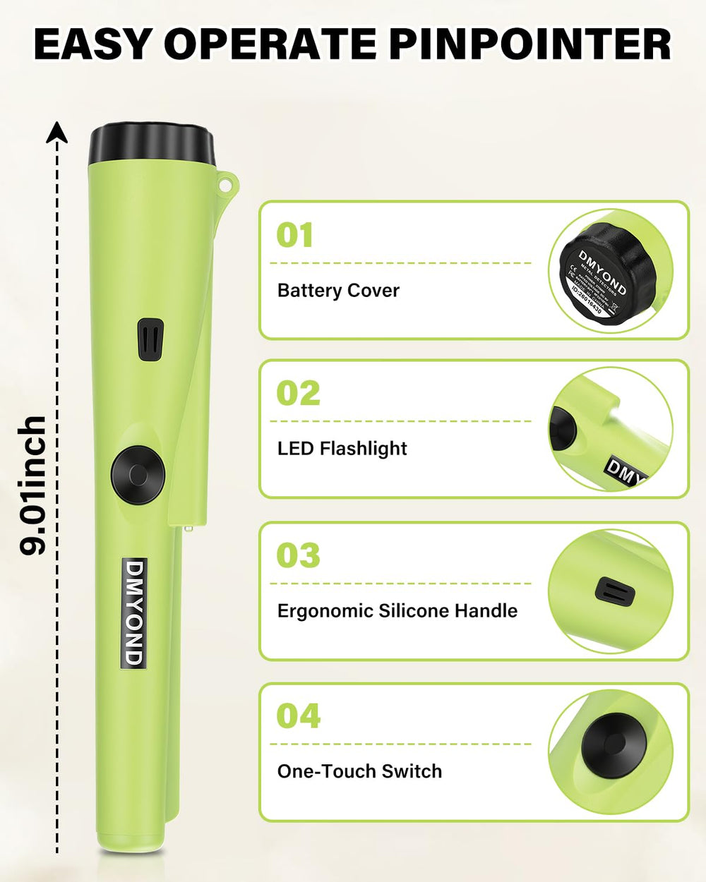 Dmyond Metal Detector Pinpointer being used in a garden