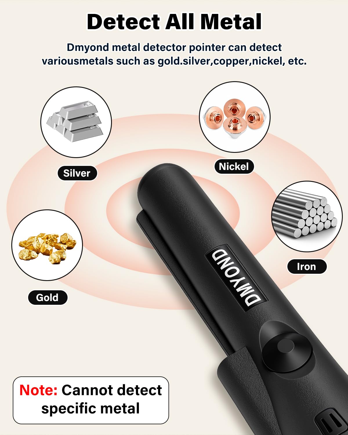 Dmyond Metal Detector Pinpointer in hand for easy carrying