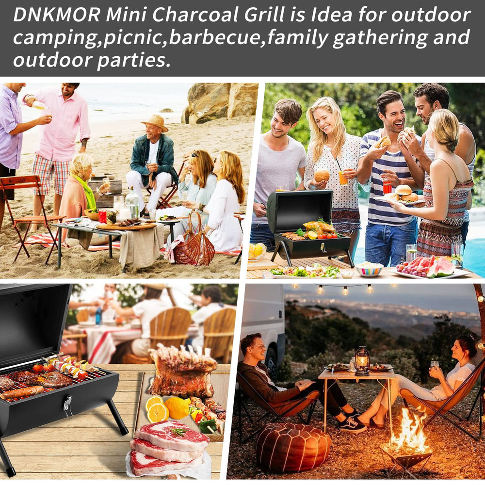 DNKMOR Portable Charcoal Grill in carry case