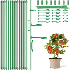 Dntorx 12 Inch Adjustable Plant Stakes 16 pcs set with various ring clips
